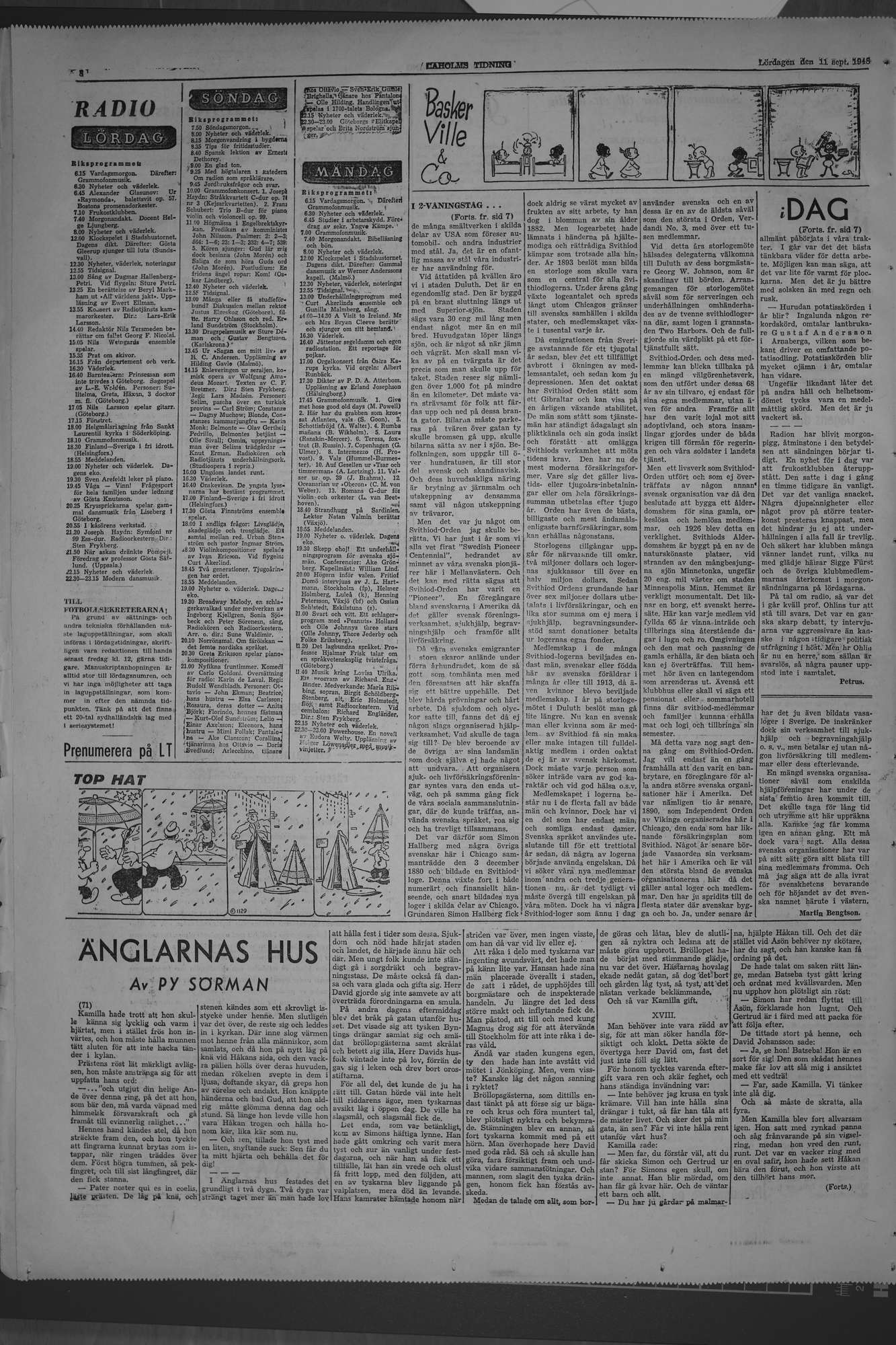 Laholms Tidning Lördag 11 september 1948, sida 8