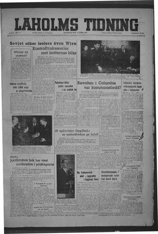 Förstasidan, Måndag 12 april 1948