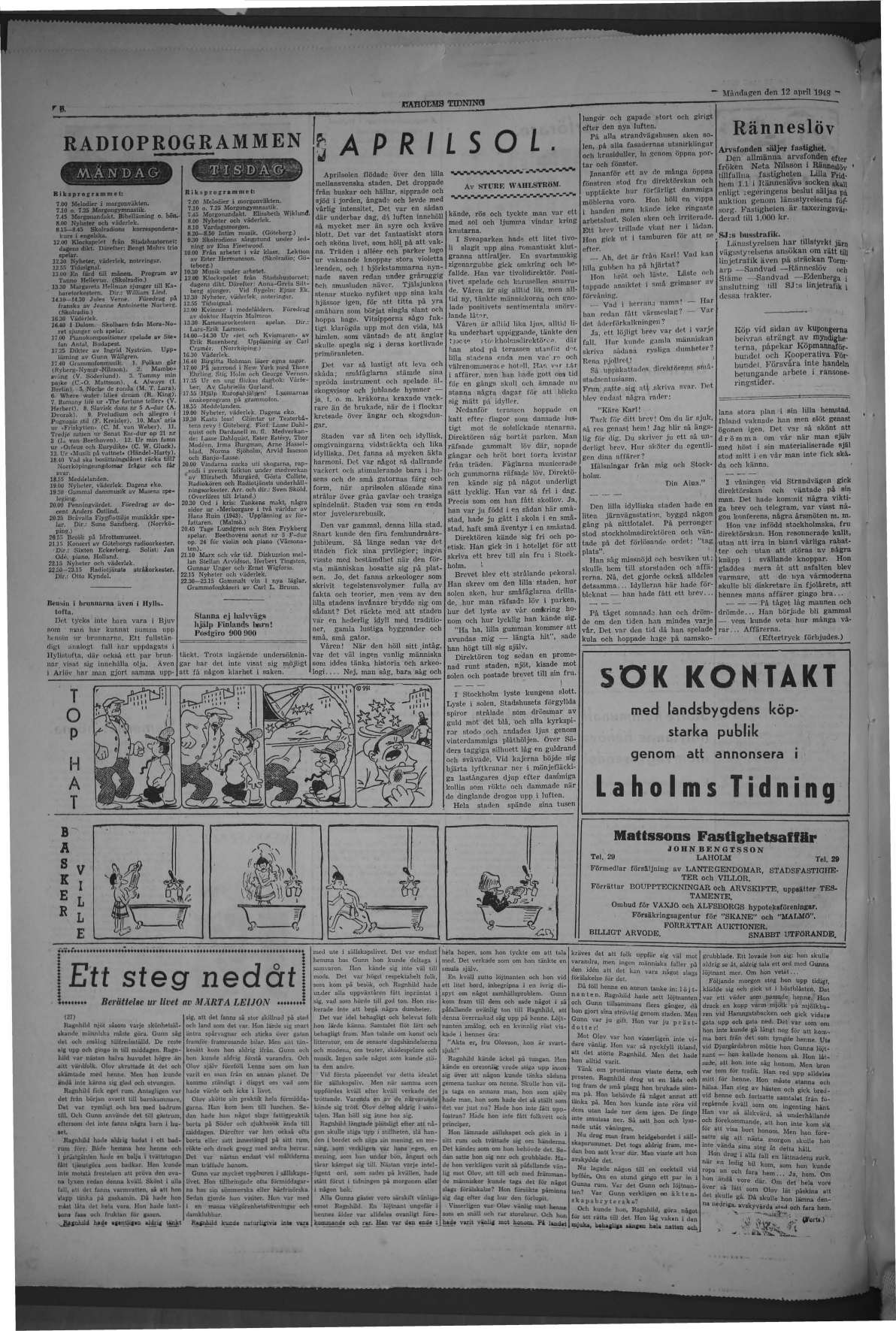 Laholms Tidning Måndag 12 april 1948, sida 6