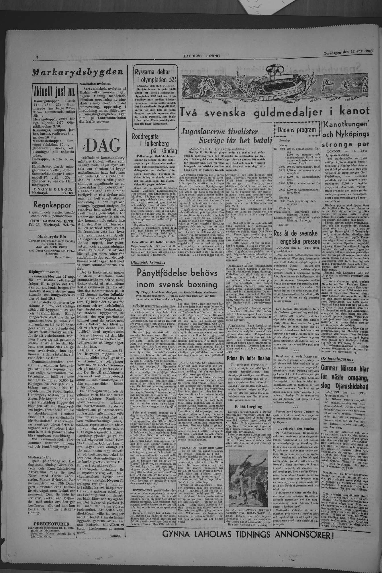 Laholms Tidning Torsdag 12 augusti 1948, sida 4