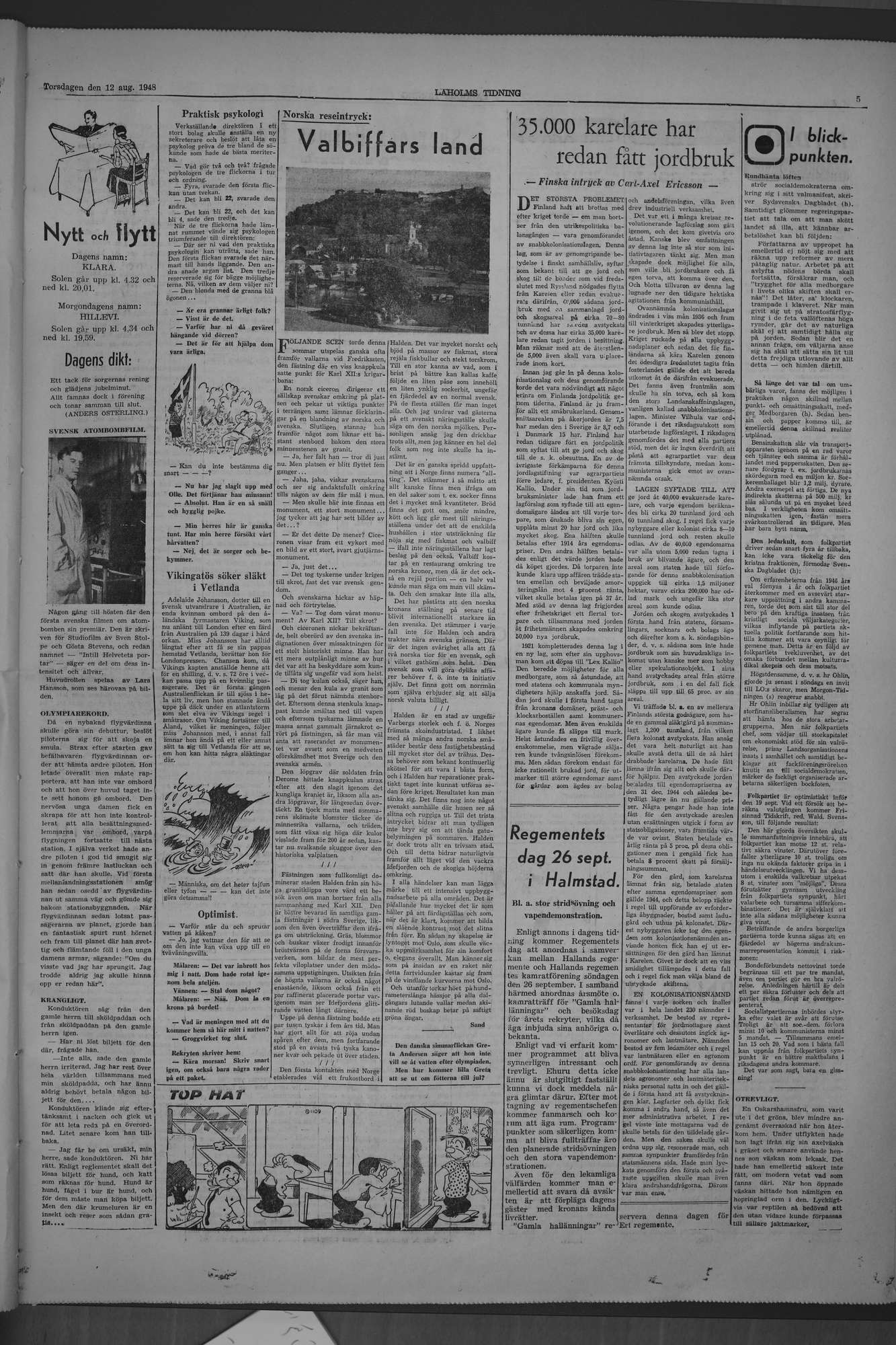 Laholms Tidning Torsdag 12 augusti 1948, sida 5