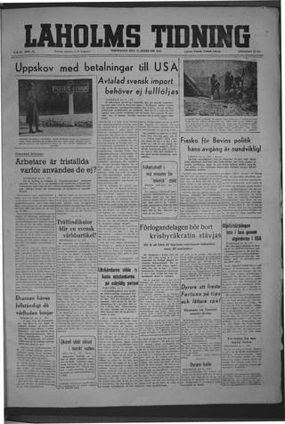 Förstasidan, Torsdag 12 februari 1948