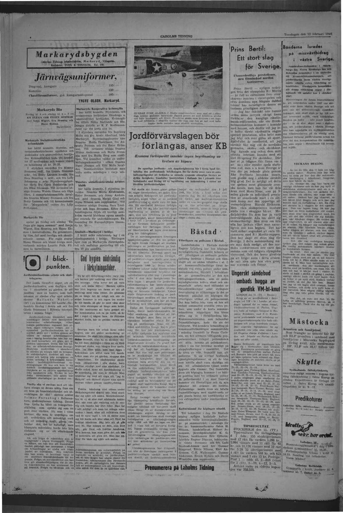 Laholms Tidning Torsdag 12 februari 1948, sida 4