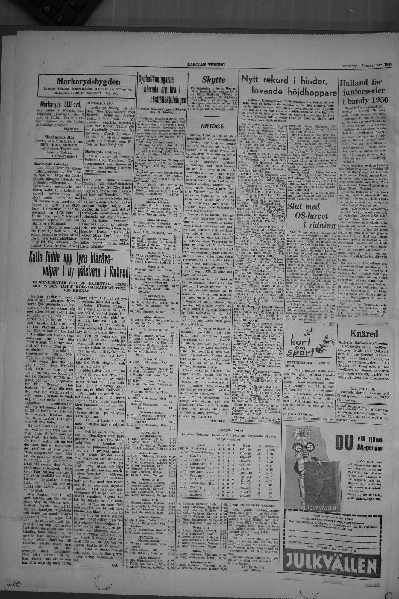 Laholms Tidning Torsdag 3 november 1949, sida 4