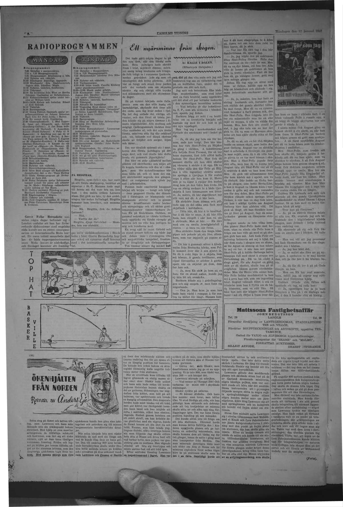 Laholms Tidning Måndag 12 januari 1948, sida 8