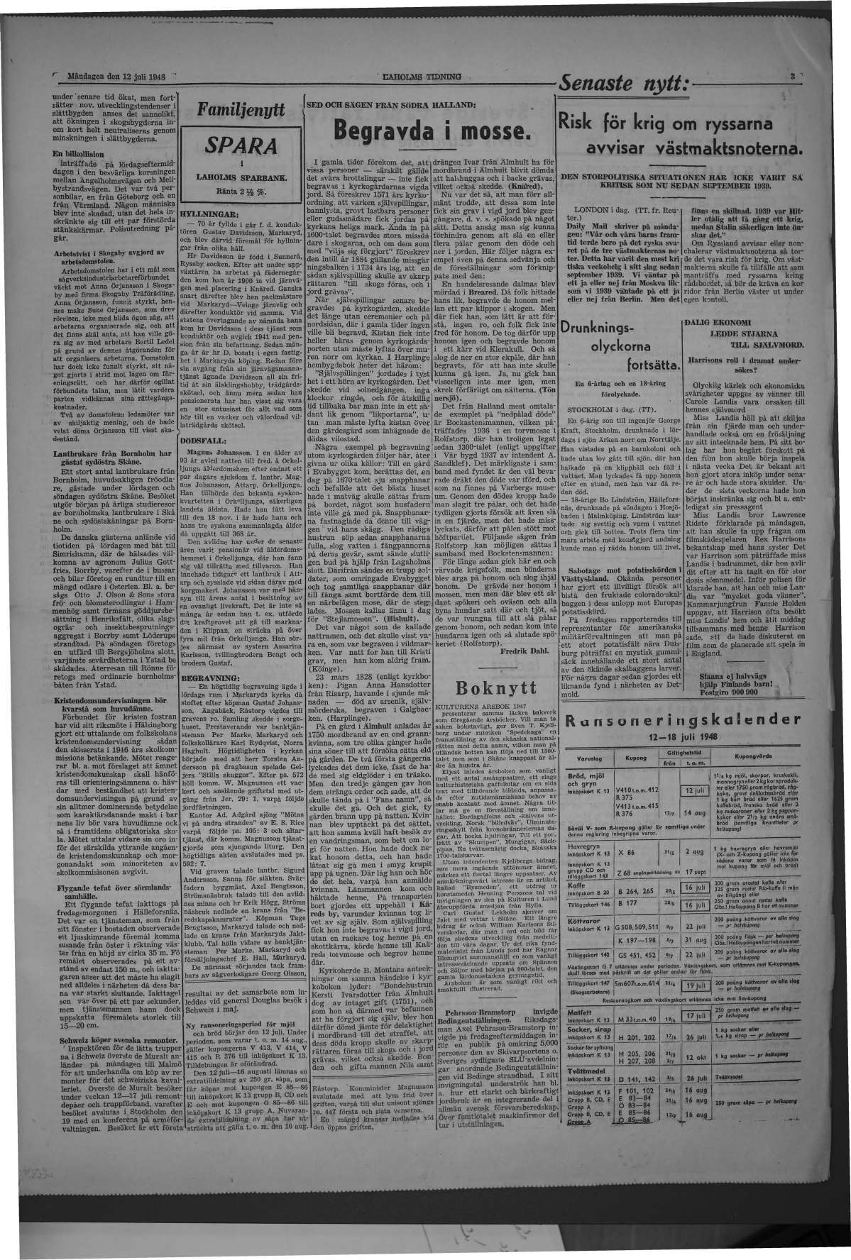 Laholms Tidning Måndag 12 juli 1948, sida 3