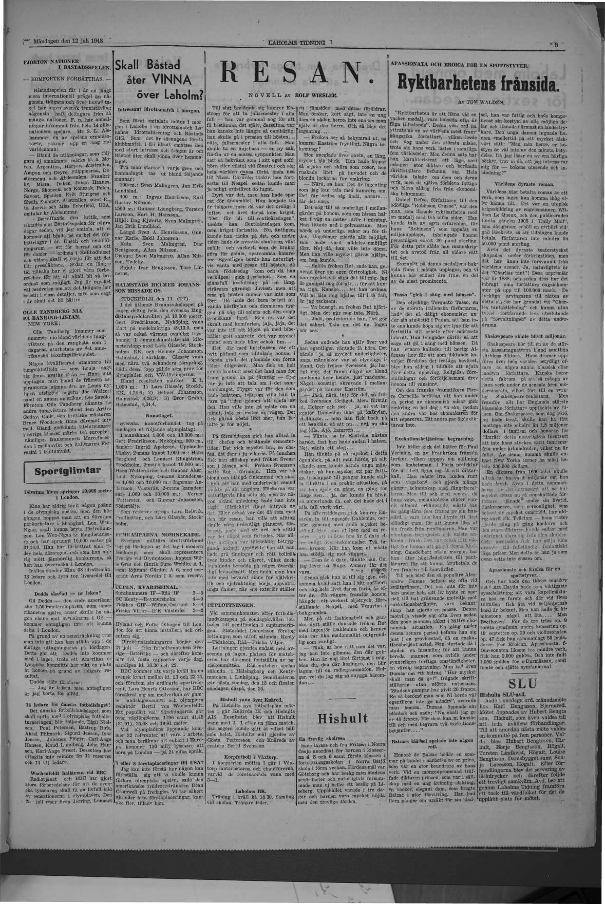 Laholms Tidning Måndag 12 juli 1948, sida 5