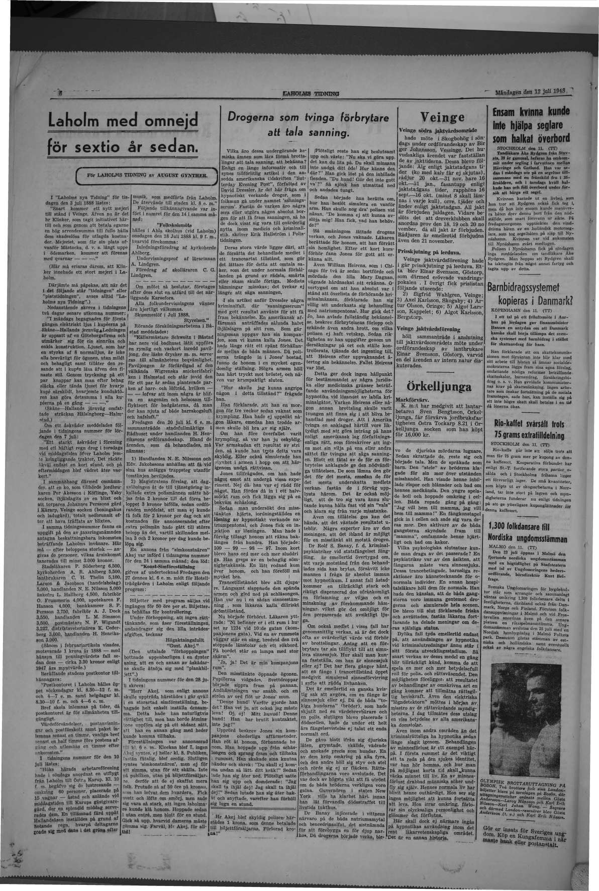 Laholms Tidning Måndag 12 juli 1948, sida 6