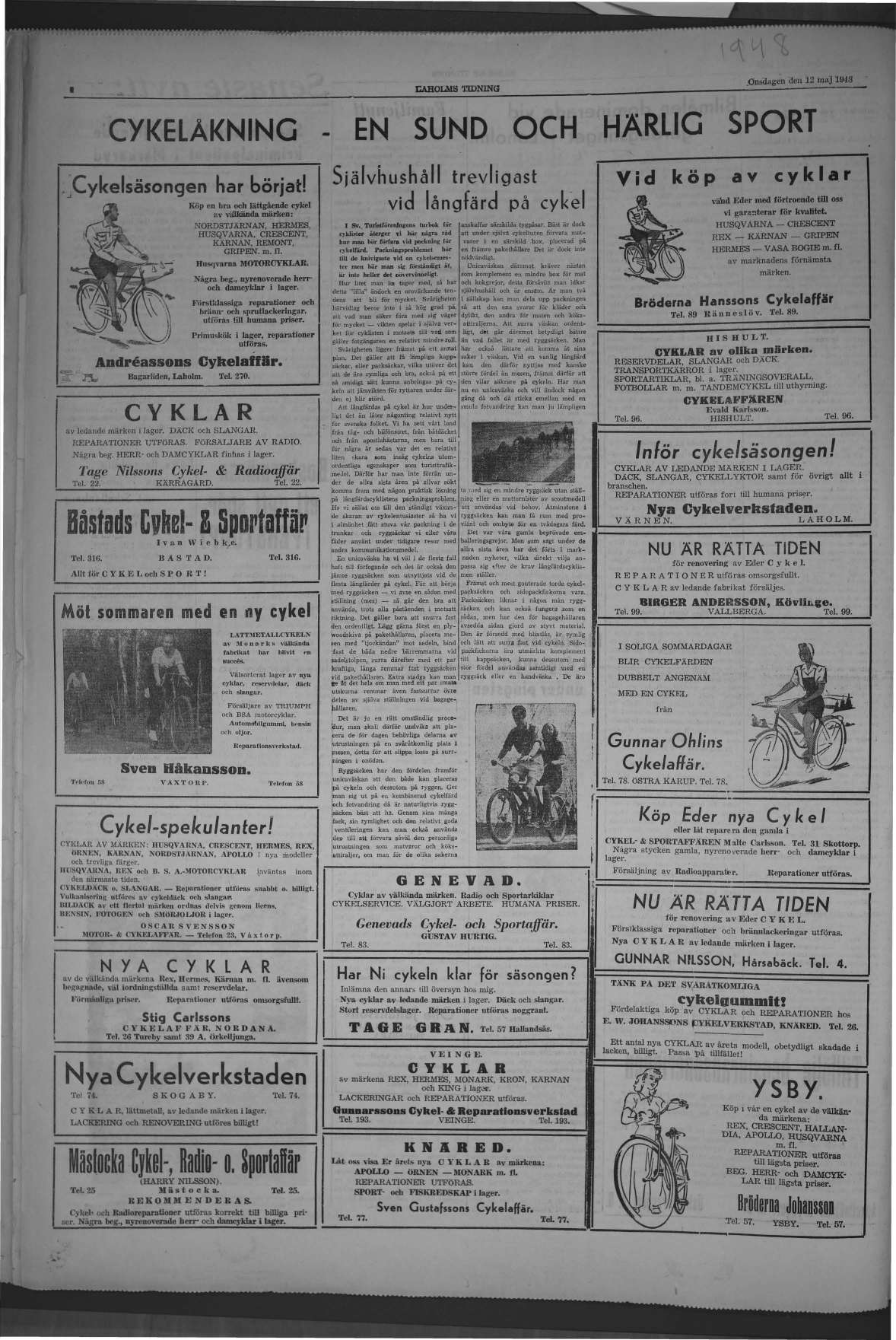 Laholms Tidning Onsdag 12 maj 1948, sida 4
