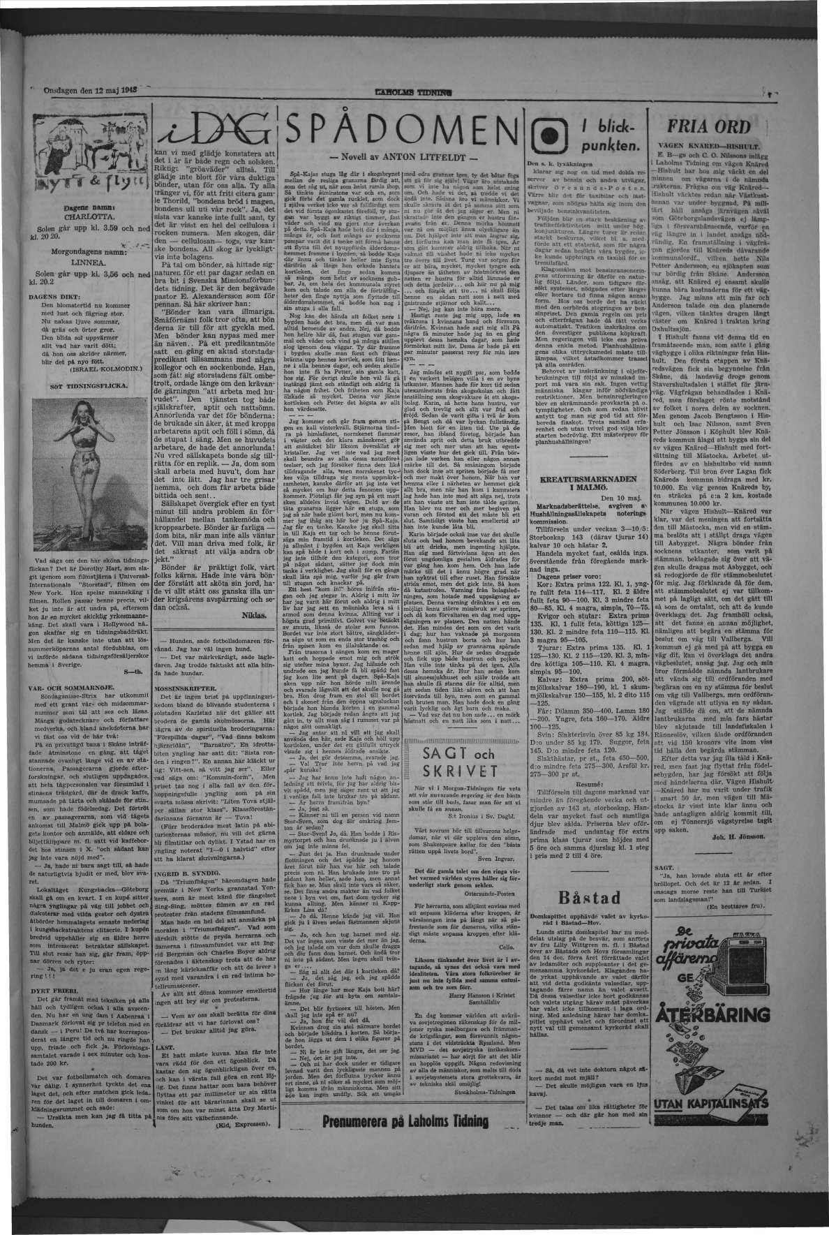 Laholms Tidning Onsdag 12 maj 1948, sida 7