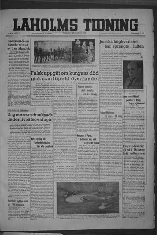 Förstasidan, Fredag 12 mars 1948