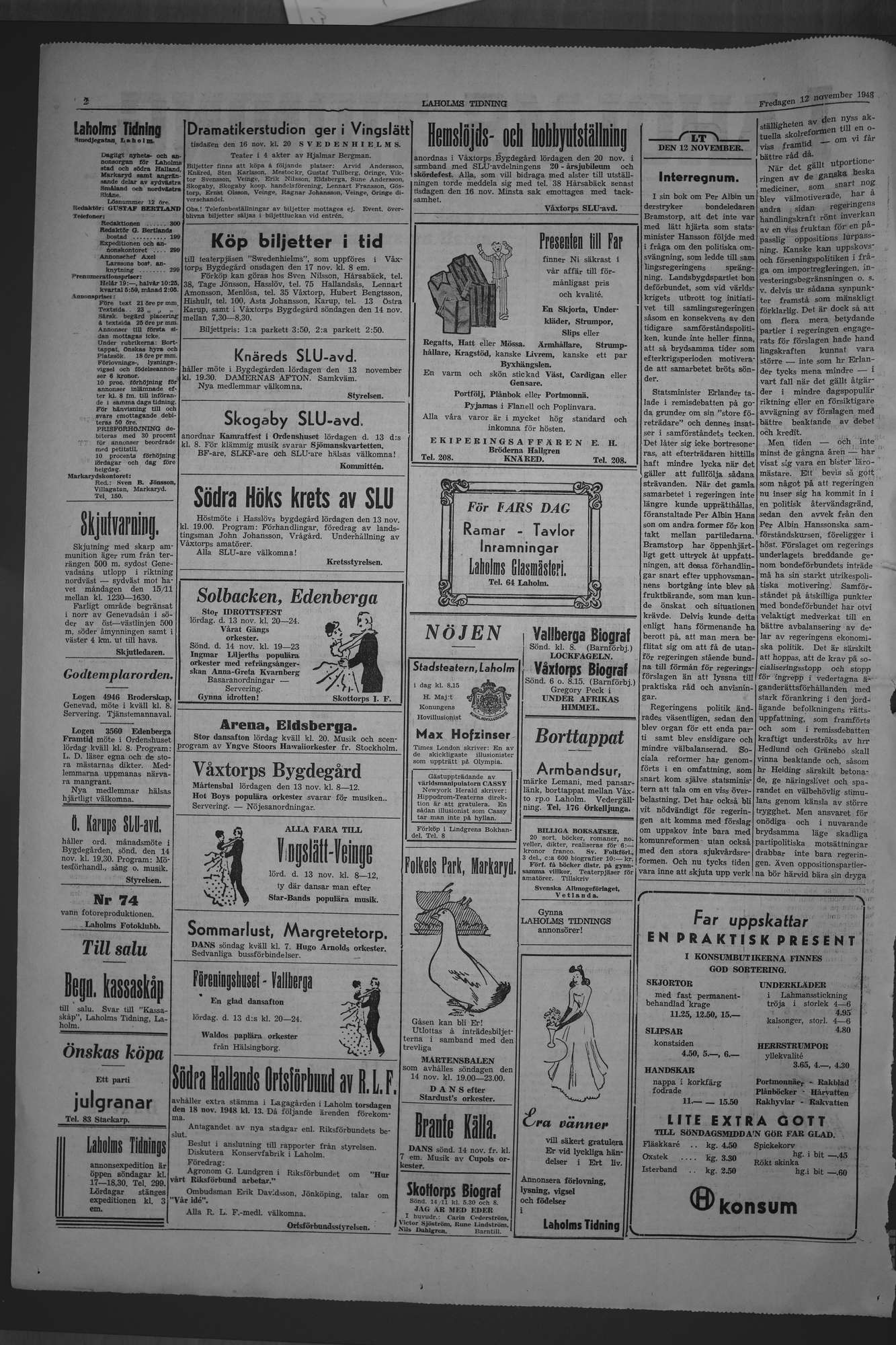 Laholms Tidning Fredag 12 november 1948, sida 2