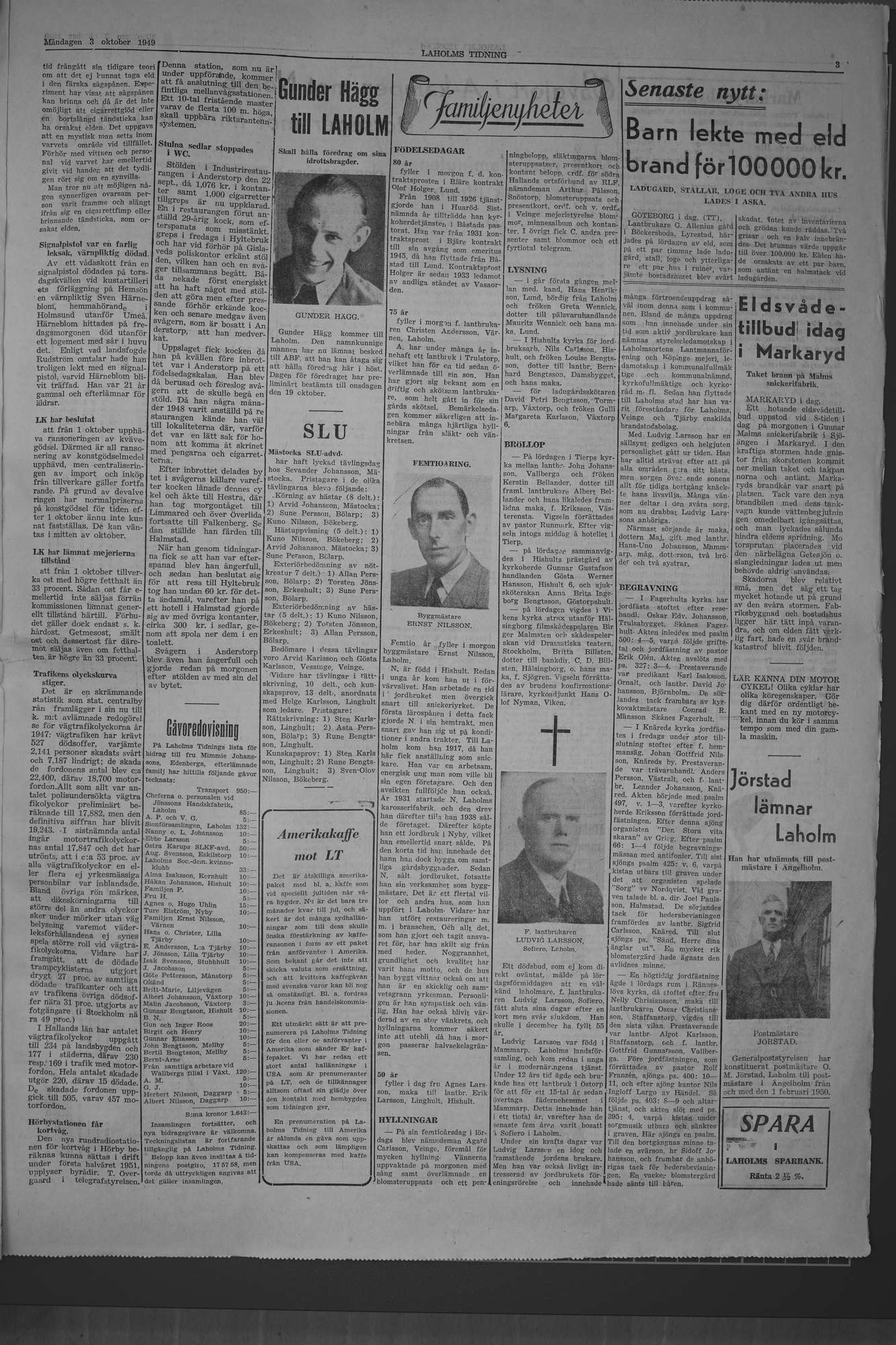 Laholms Tidning Måndag 3 oktober 1949, sida 3