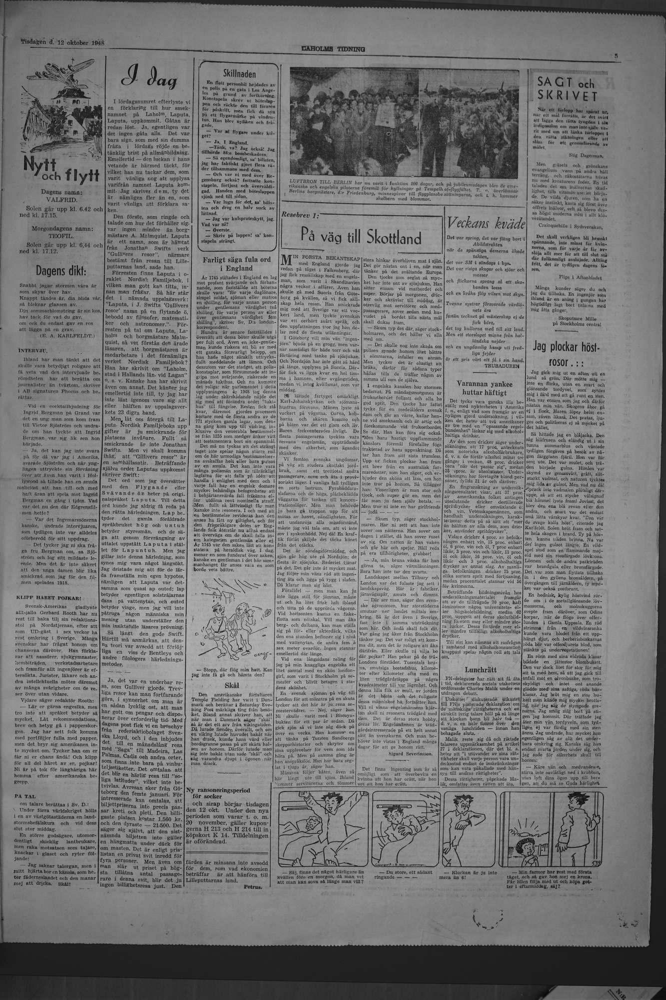 Laholms Tidning Tisdag 12 oktober 1948, sida 5