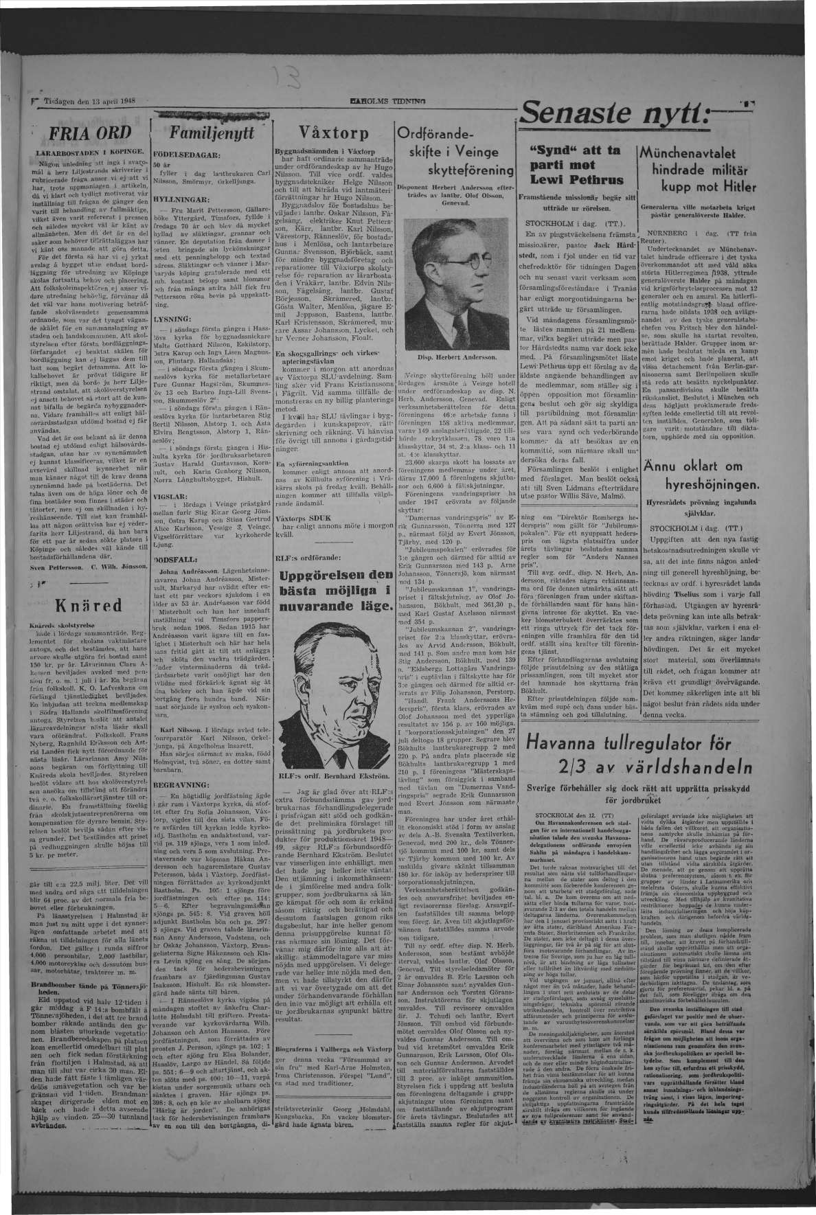 Laholms Tidning Tisdag 13 april 1948, sida 3