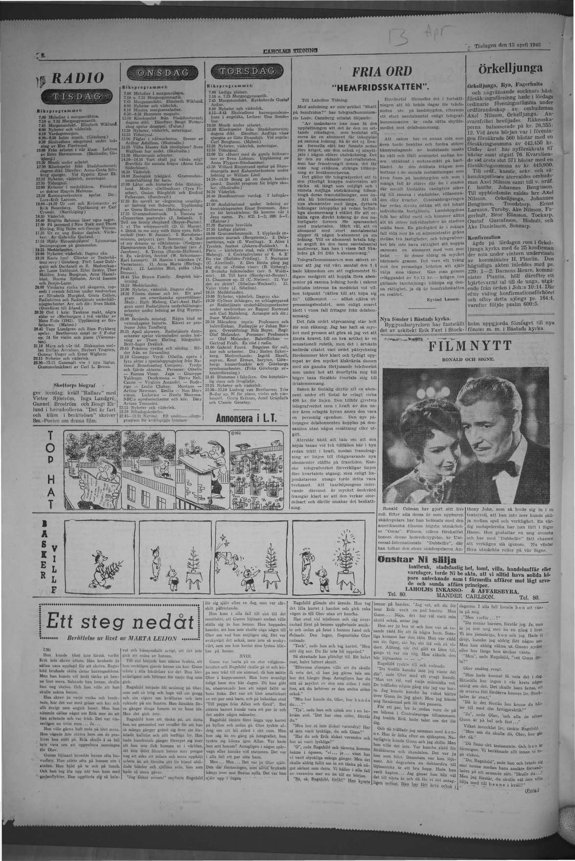 Laholms Tidning Tisdag 13 april 1948, sida 6