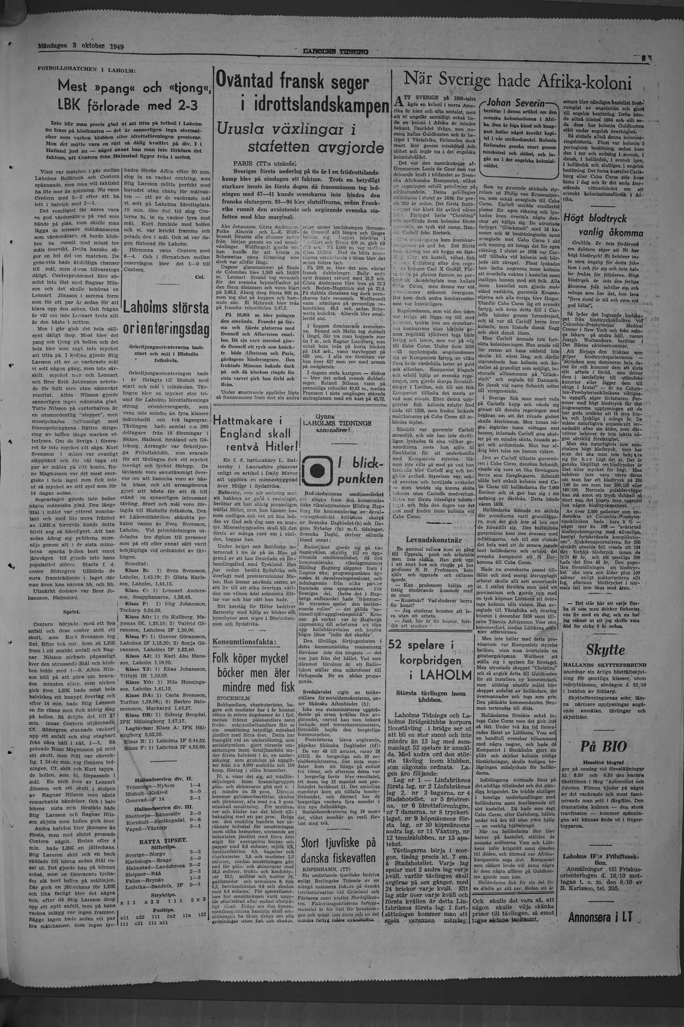 Laholms Tidning Måndag 3 oktober 1949, sida 5