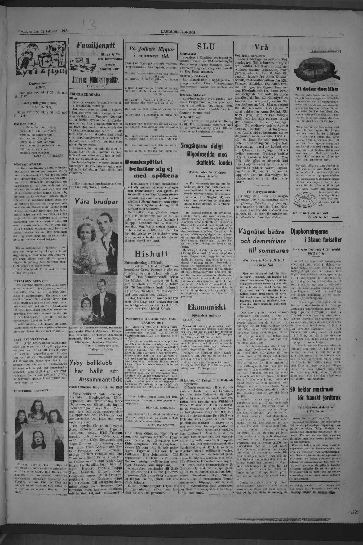 Laholms Tidning Fredag 13 februari 1948, sida 5