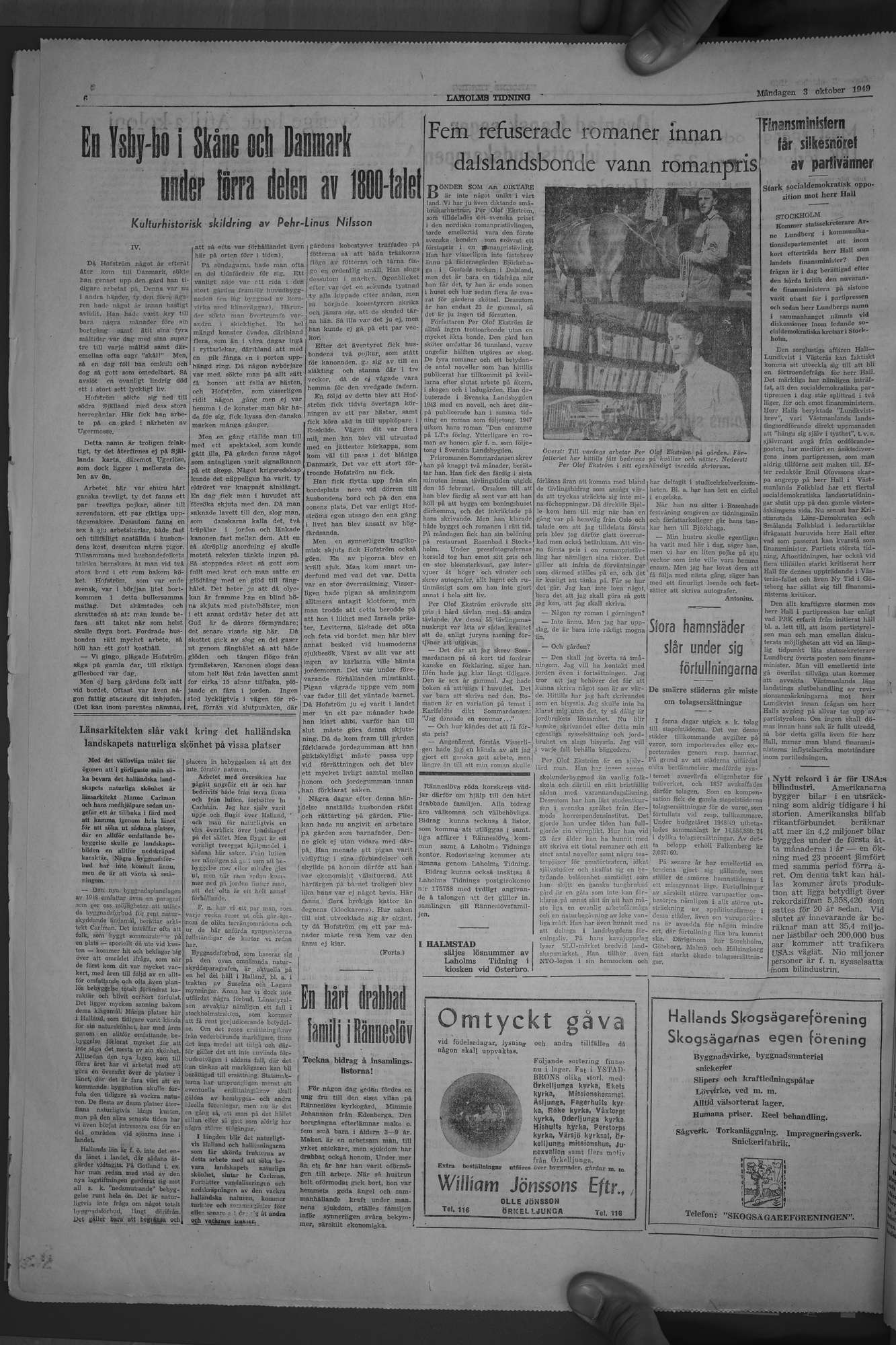 Laholms Tidning Måndag 3 oktober 1949, sida 6
