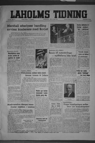 Förstasidan, Torsdag 13 maj 1948