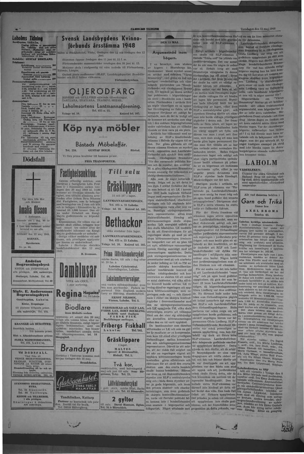 Laholms Tidning Torsdag 13 maj 1948, sida 2