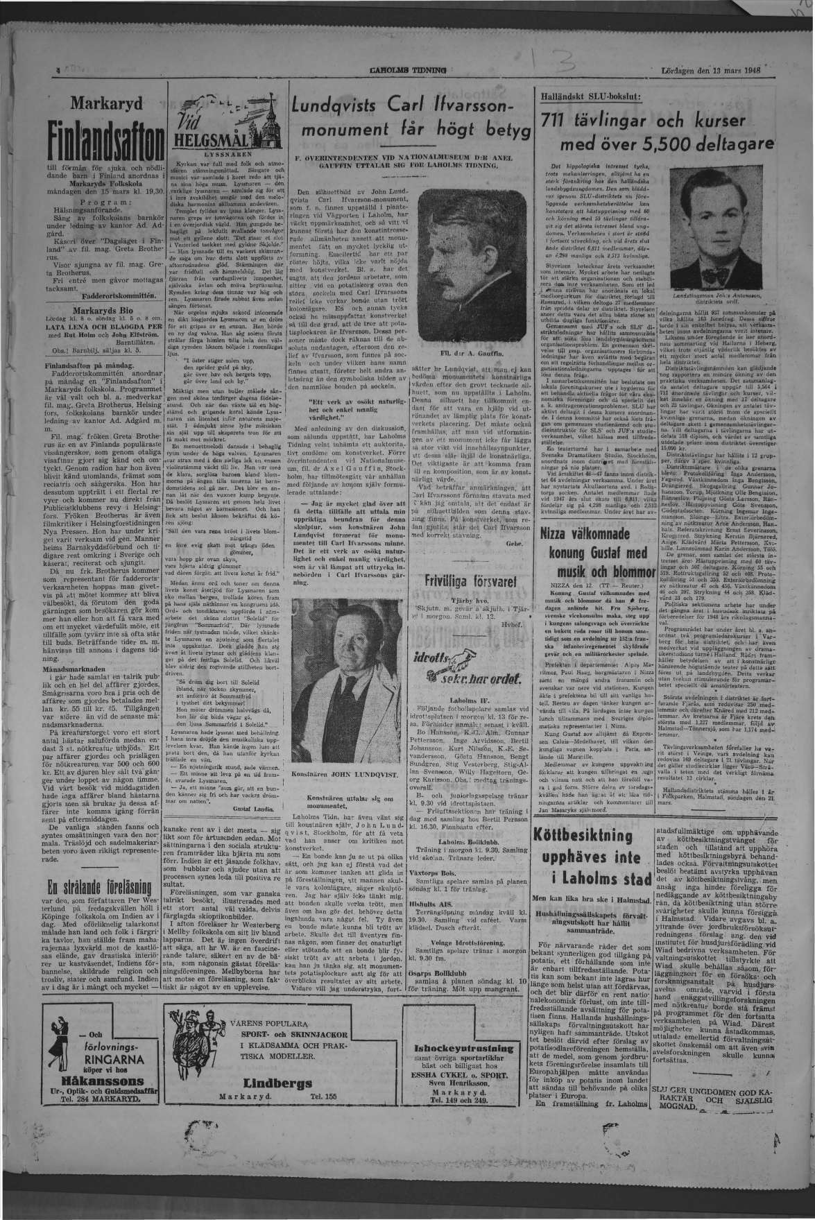 Laholms Tidning Lördag 13 mars 1948, sida 4