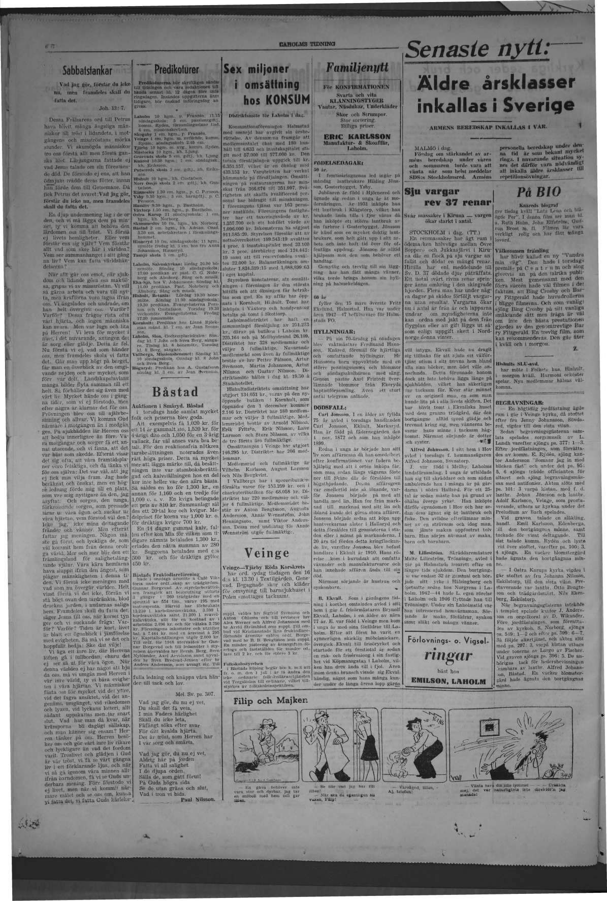 Laholms Tidning Lördag 13 mars 1948, sida 6