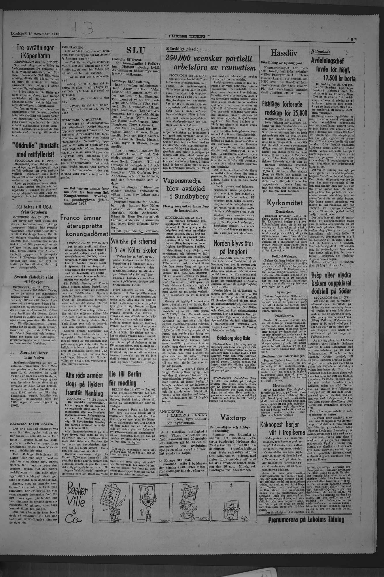Laholms Tidning Lördag 13 november 1948, sida 5