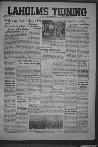 Förstasidan, Onsdag 13 oktober 1948