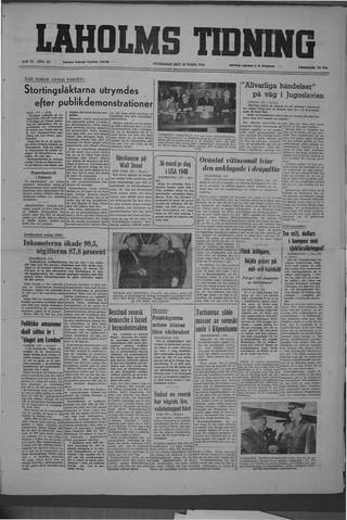 Förstasidan, Onsdag 30 mars 1949