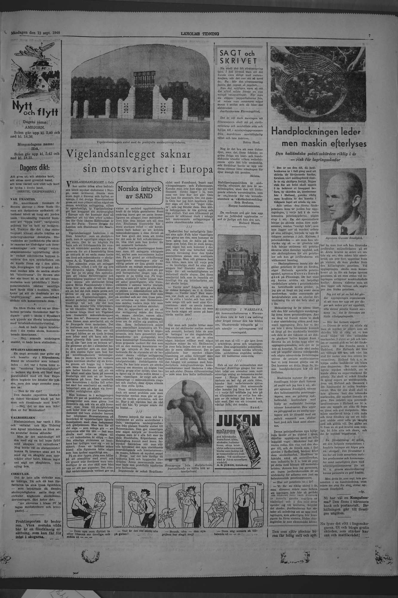 Laholms Tidning Måndag 13 september 1948, sida 7