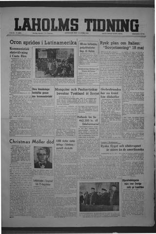 Förstasidan, Onsdag 14 april 1948