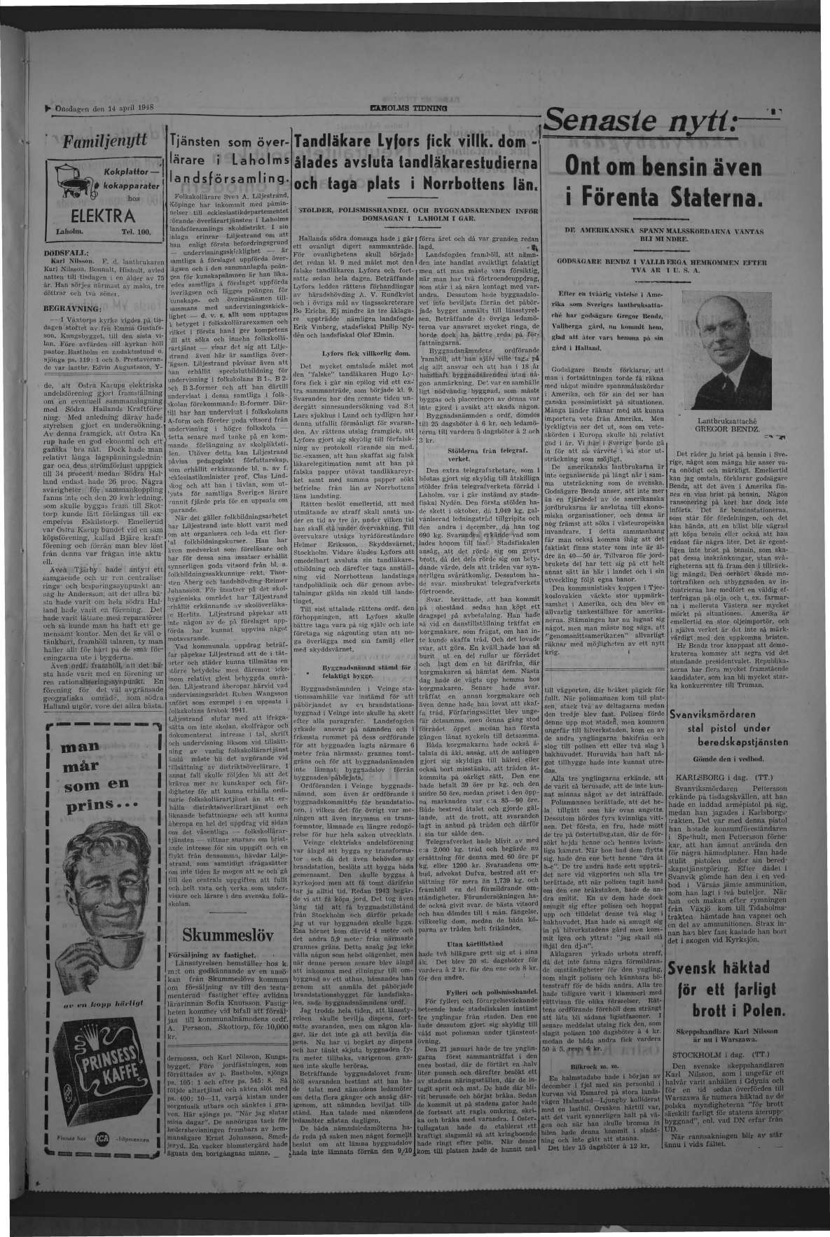 Laholms Tidning Onsdag 14 april 1948, sida 3
