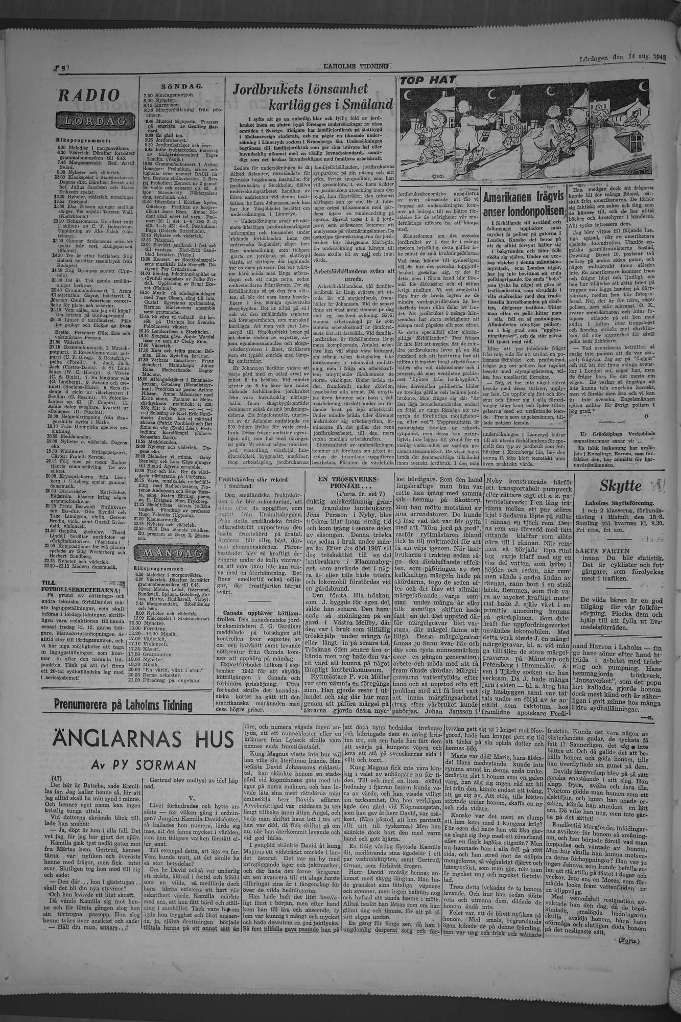 Laholms Tidning Lördag 14 augusti 1948, sida 8