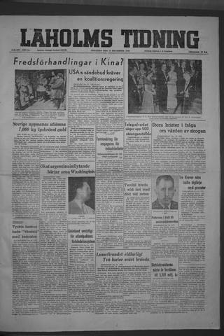 Förstasidan, Tisdag 14 december 1948
