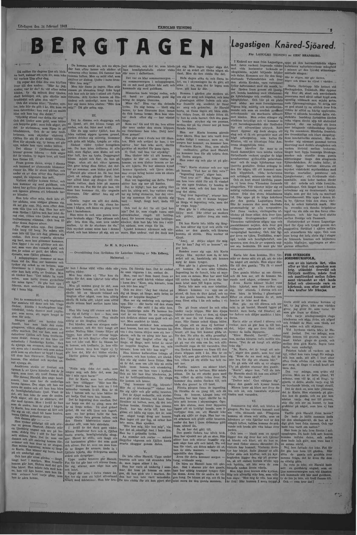 Laholms Tidning Lördag 14 februari 1948, sida 5