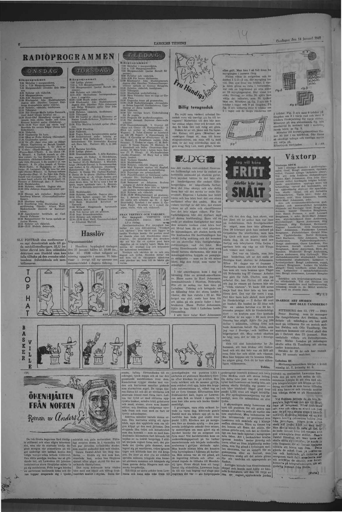 Laholms Tidning Onsdag 14 januari 1948, sida 6