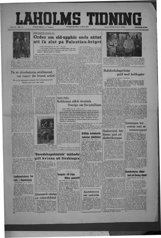 Förstasidan, Onsdag 14 juli 1948