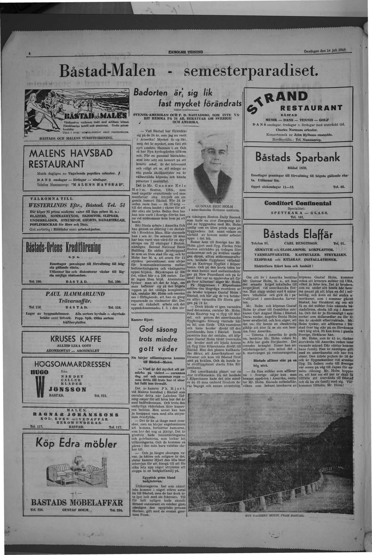Laholms Tidning Onsdag 14 juli 1948, sida 4