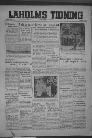 Förstasidan, Måndag 14 juni 1948