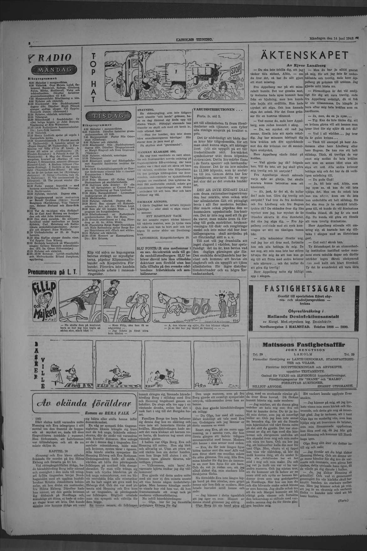 Laholms Tidning Måndag 14 juni 1948, sida 8