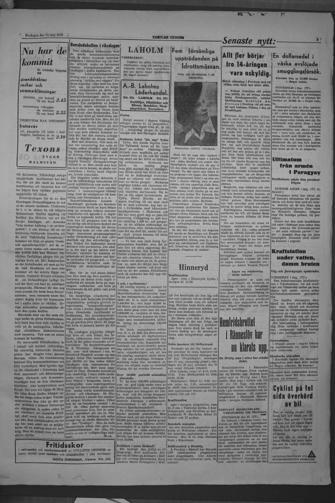 Laholms Tidning Fredag 14 maj 1948, sida 3