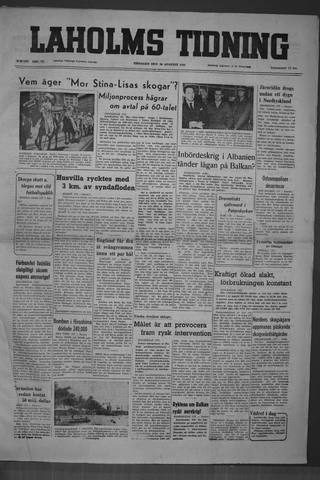 Förstasidan, Tisdag 30 augusti 1949
