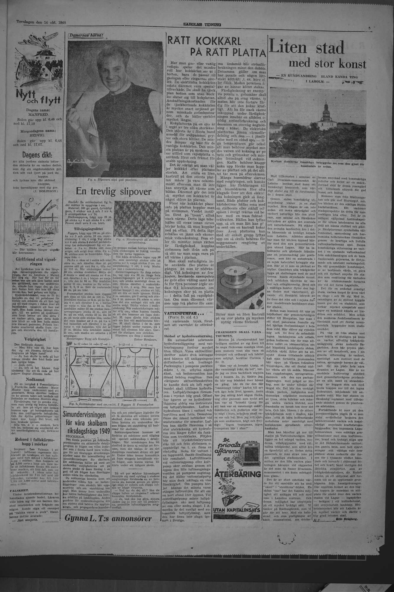 Laholms Tidning Torsdag 14 oktober 1948, sida 5