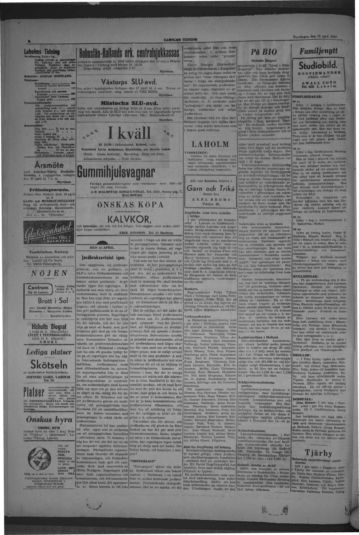 Laholms Tidning Torsdag 15 april 1948, sida 2