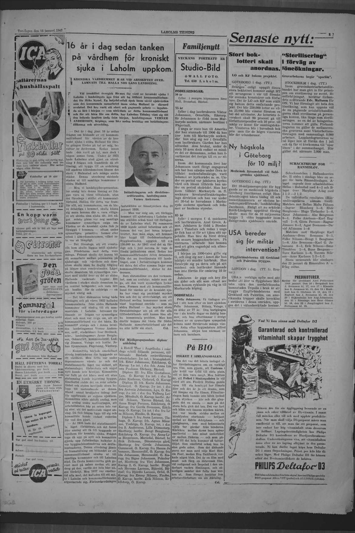 Laholms Tidning Torsdag 15 januari 1948, sida 3