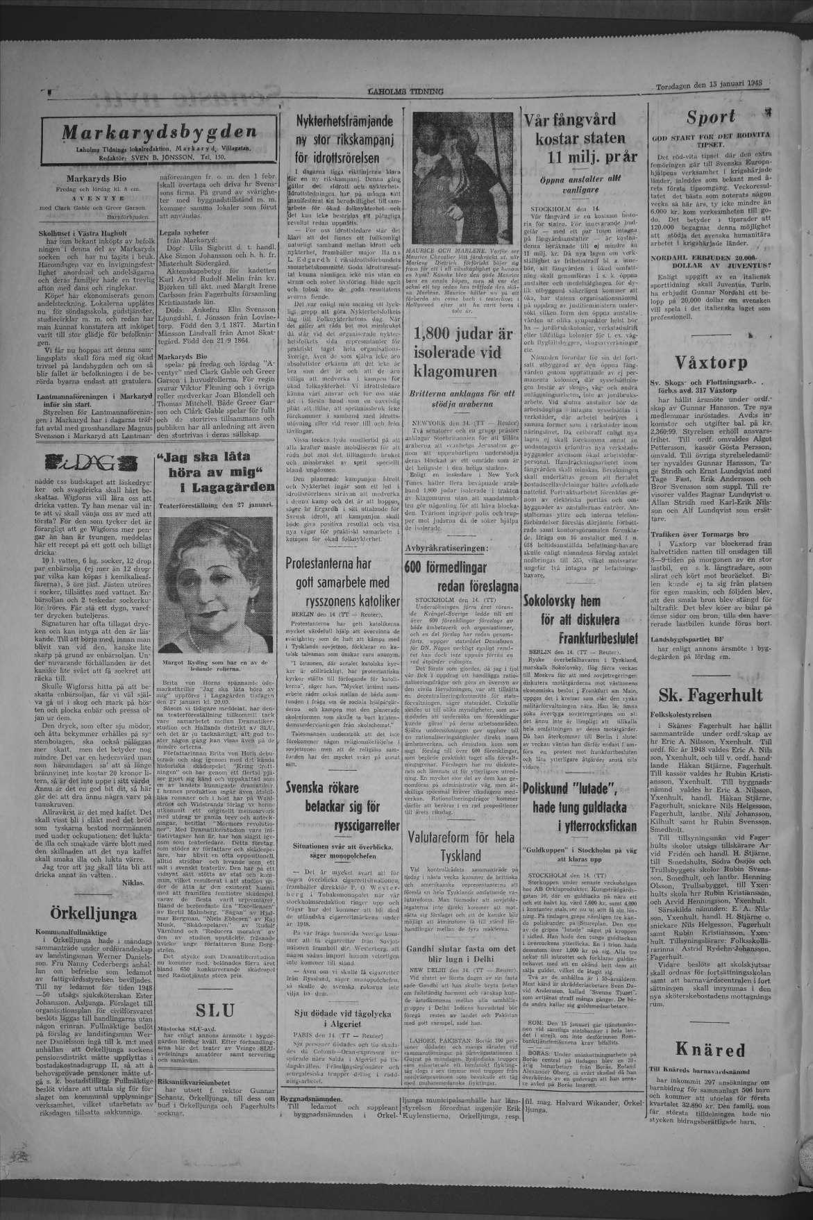 Laholms Tidning Torsdag 15 januari 1948, sida 4