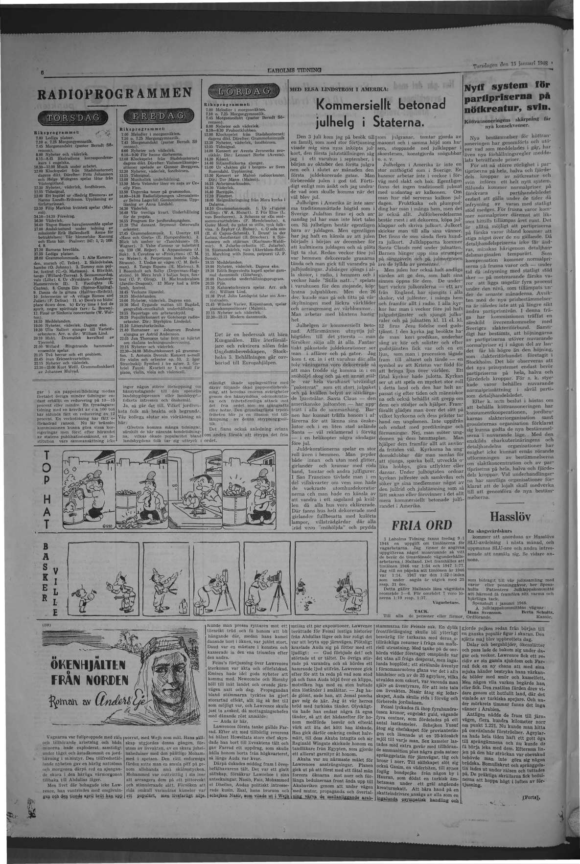 Laholms Tidning Torsdag 15 januari 1948, sida 6