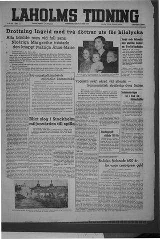 Förstasidan, Torsdag 15 juli 1948