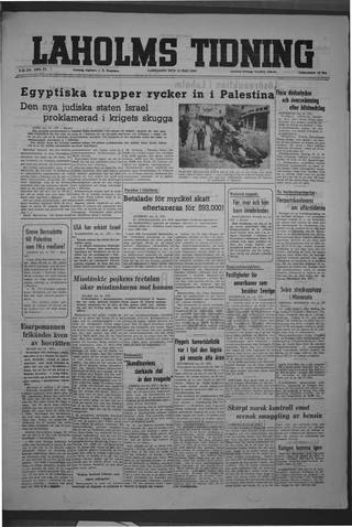 Förstasidan, Lördag 15 maj 1948